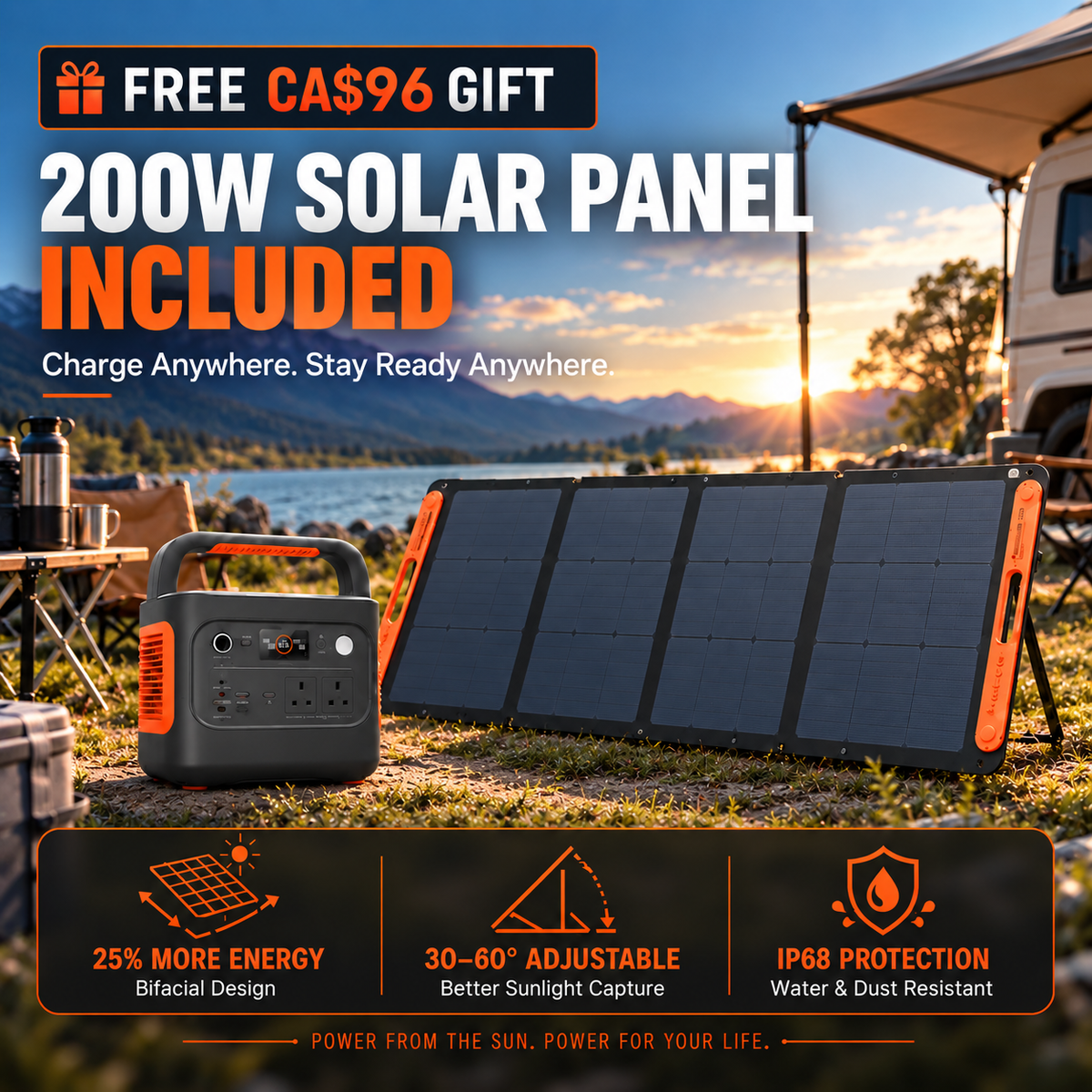1070Wh Solar Generator Kit + FREE 200W Solar Panel